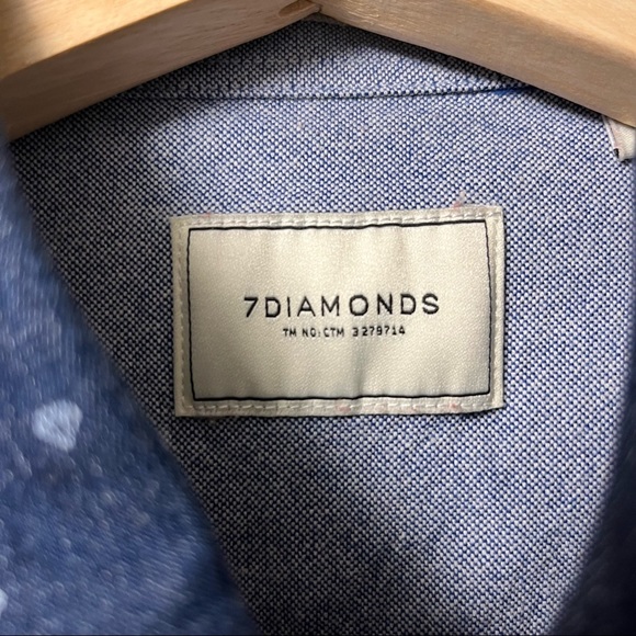 7 Diamonds Mens Short Sleeve Button Up Shirt Navy Size Small - Picture 3 of 5